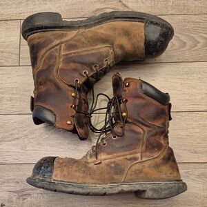 RED WING SHOES #4200 Brown Black Leather Sz 9.5 EE Mens Work Steel Toe Boots